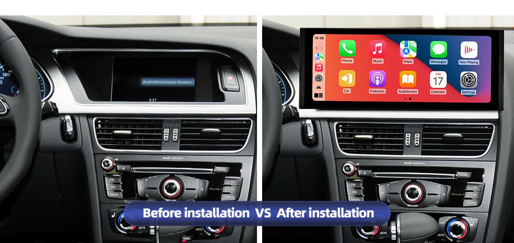 Audi A4 / A5 2009–2016 freestanding Android screen 12.3" – dashboard installation comparison
