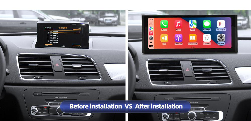 Audi Q3 freestanding Android screen 12.3" – dashboard installation comparison