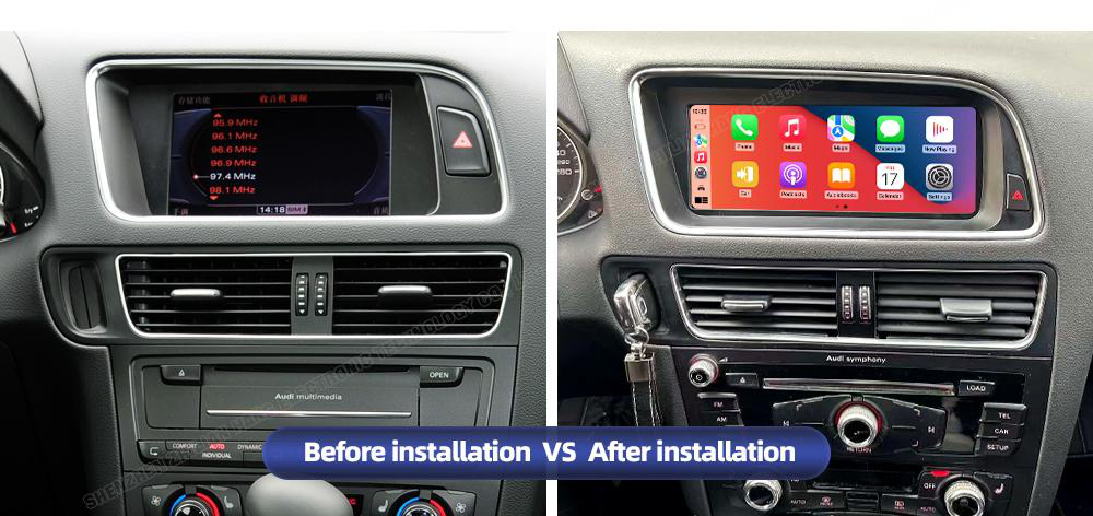 Audi Q5 integrated Android screen 8.8" – dashboard installation comparison