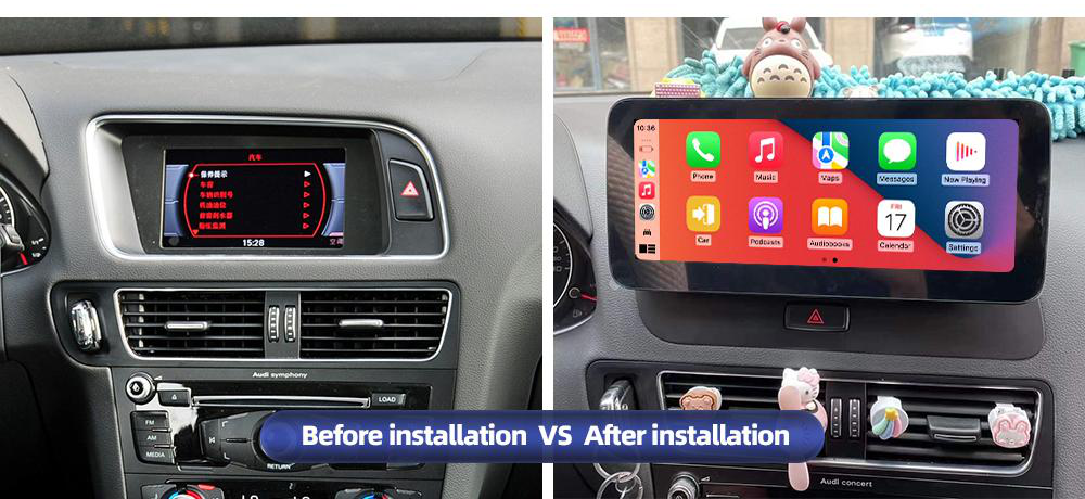 Audi Q5 freestanding Android screen 10.25" – dashboard installation comparison