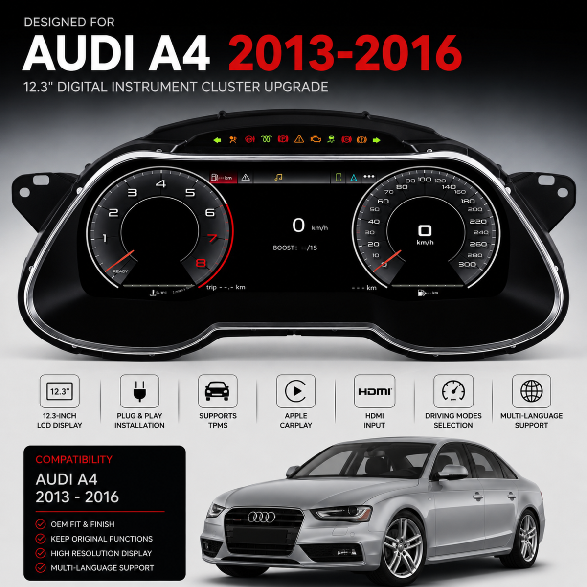 Audi A4 12.3" Digital Instrument Cluster 2013–2016 – product image 2 | Forza Performance