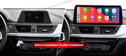 BMW 1 Series 2017–2018 freestanding Android screen 12.3" – dashboard installation comparison