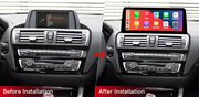 BMW 1 Series 2013–2017 freestanding Android screen 12.3" – dashboard installation comparison