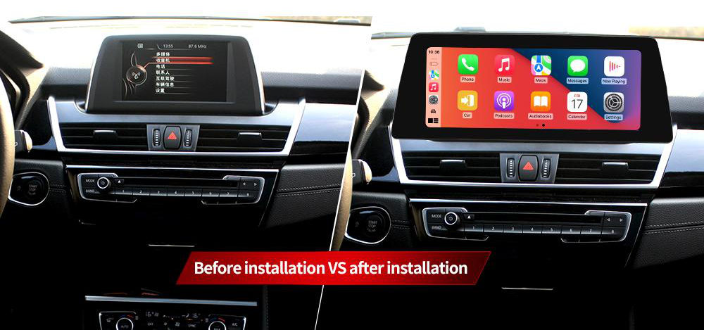 BMW 2 Series Travel Edition freestanding Android screen 10.25" – dashboard installation comparison