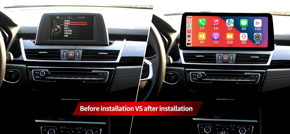 BMW 2 Series Travel Edition freestanding Android screen 12.3" – dashboard installation comparison