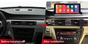 BMW 3 Series E90 freestanding Android screen 10.25" – dashboard installation comparison