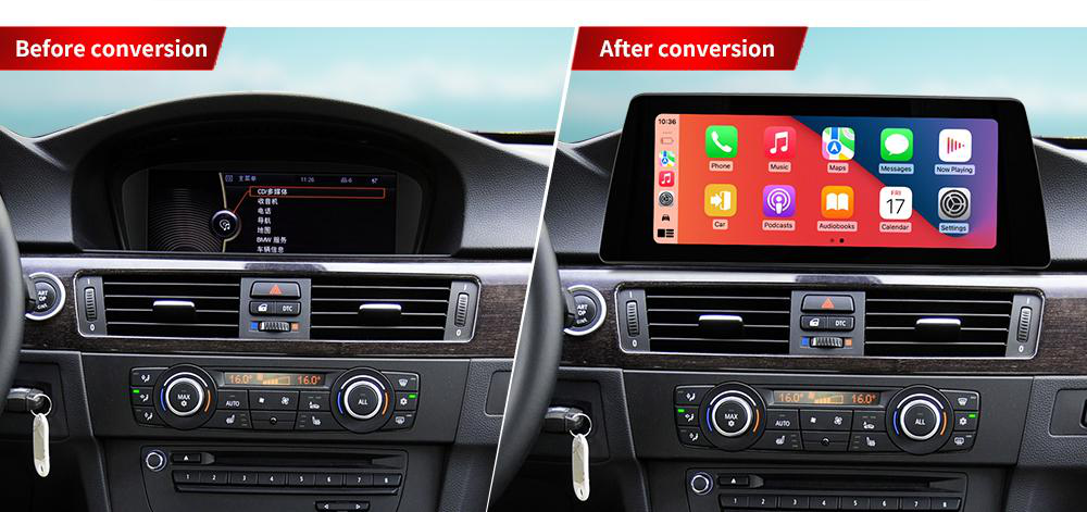 BMW 3 Series E92 freestanding Android screen 10.25" – dashboard installation comparison
