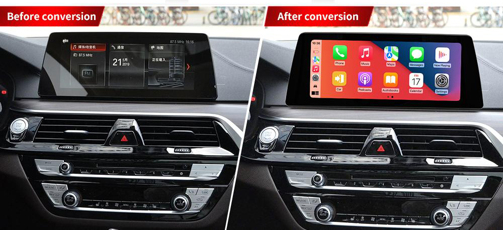 BMW 5 Series freestanding Android screen 10.25" – dashboard installation comparison