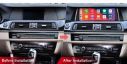 BMW 5 Series F10 / F11 integrated Android screen 10.25" – dashboard installation comparison