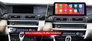 BMW 5 Series F10 / F11 freestanding Android screen 12.3" – dashboard installation comparison
