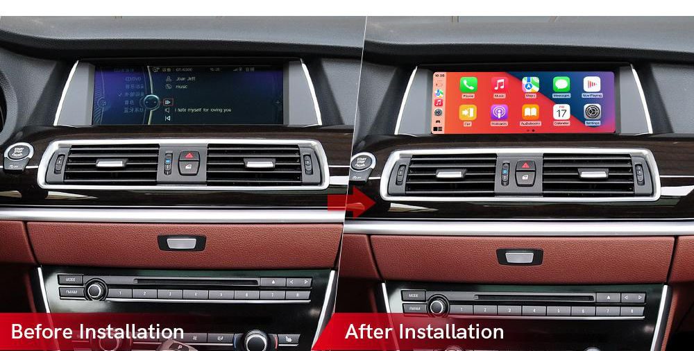BMW 5 Series GT integrated Android screen 10.25" – dashboard installation comparison