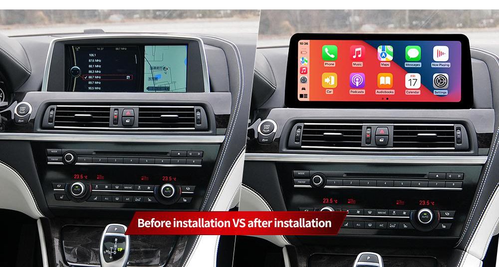 BMW 6 Series freestanding Android screen 12.3" – dashboard installation comparison