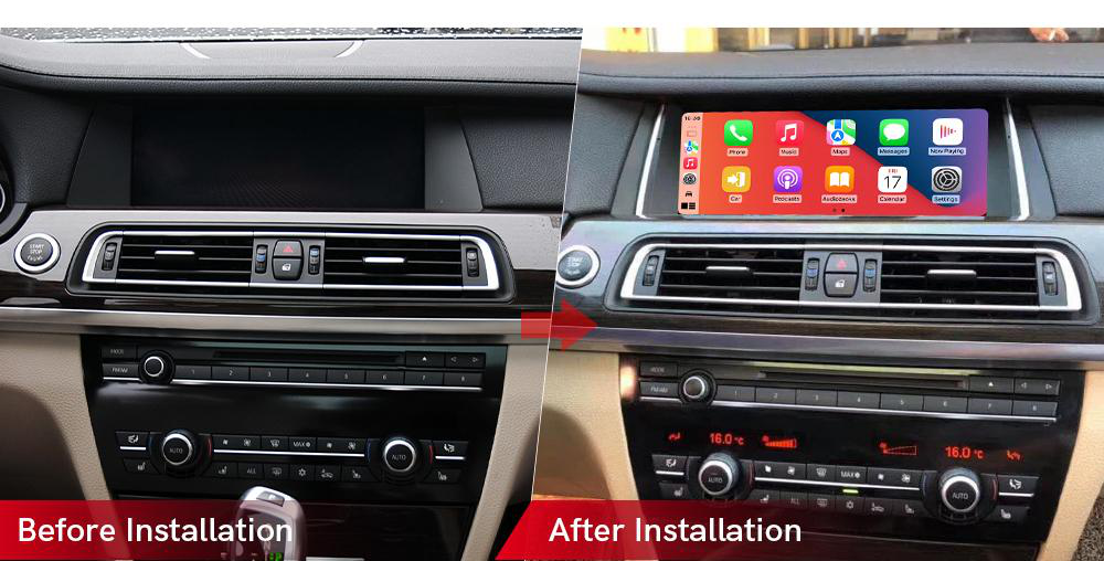 BMW 7 Series F01 / F02 integrated Android screen 10.25" – dashboard installation comparison