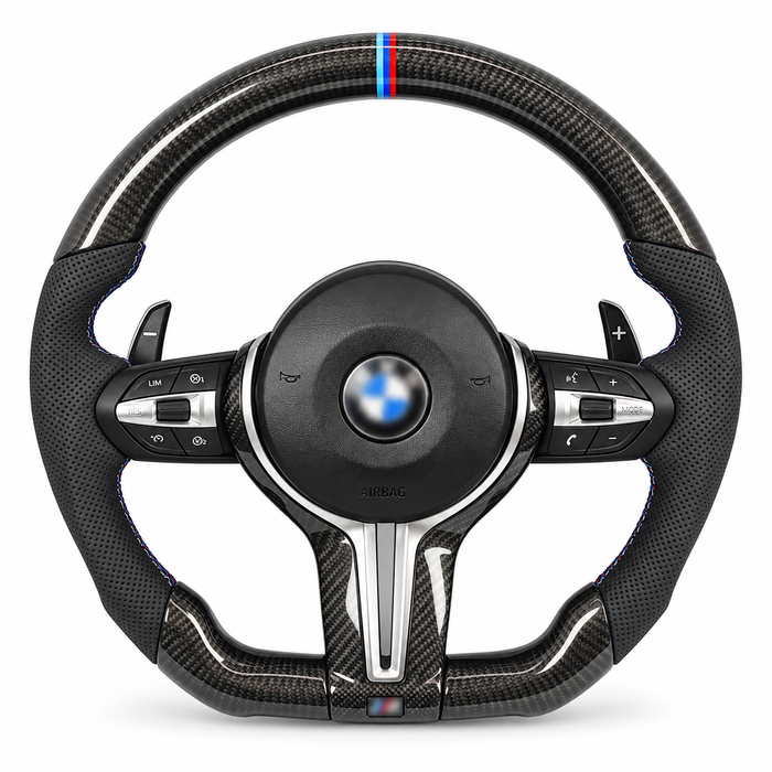 BMW carbon sport steering wheel with tricolour centre stripe