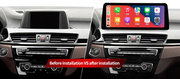 BMW X1 / X2 freestanding Android screen 12.3" – dashboard installation comparison
