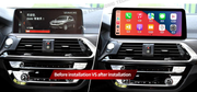 BMW X3 / X4 EVO freestanding Android screen 12.3" – dashboard installation comparison
