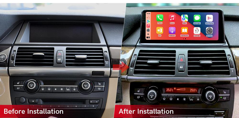 BMW X5 / X6 integrated Android screen 10.25" – dashboard installation comparison