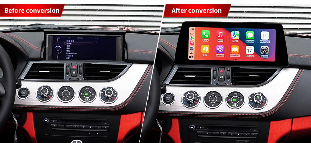 BMW Z4 integrated Android screen 10.25" – dashboard installation comparison