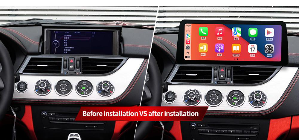 BMW Z4 freestanding Android screen 12.3" – dashboard installation comparison