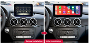Mercedes-Benz B-Class W246 freestanding Android screen 10.25" – dashboard installation comparison
