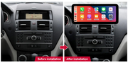 Mercedes-Benz C-Class W204 2008–2010 freestanding Android screen 12.3" – dashboard installation comparison