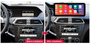 Mercedes-Benz C-Class W204 2011–2014 freestanding Android screen 12.3" – dashboard installation comparison