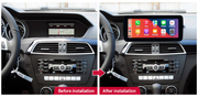 Mercedes-Benz C-Class W204 2011–2014 freestanding Android screen 10.25" – dashboard installation comparison