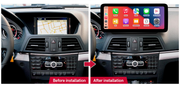 Mercedes-Benz E-Class W212 NTG 4.0 freestanding Android screen 12.3" – dashboard installation comparison