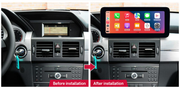 Mercedes-Benz GLK X204 2009–2012 freestanding Android screen 10.25" – dashboard installation comparison
