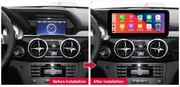 Mercedes-Benz GLK X204 2013–2015 freestanding Android screen 10.25" – dashboard installation comparison