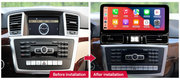 Mercedes-Benz ML / GL freestanding with vent frame Android screen 12.3" – dashboard installation comparison