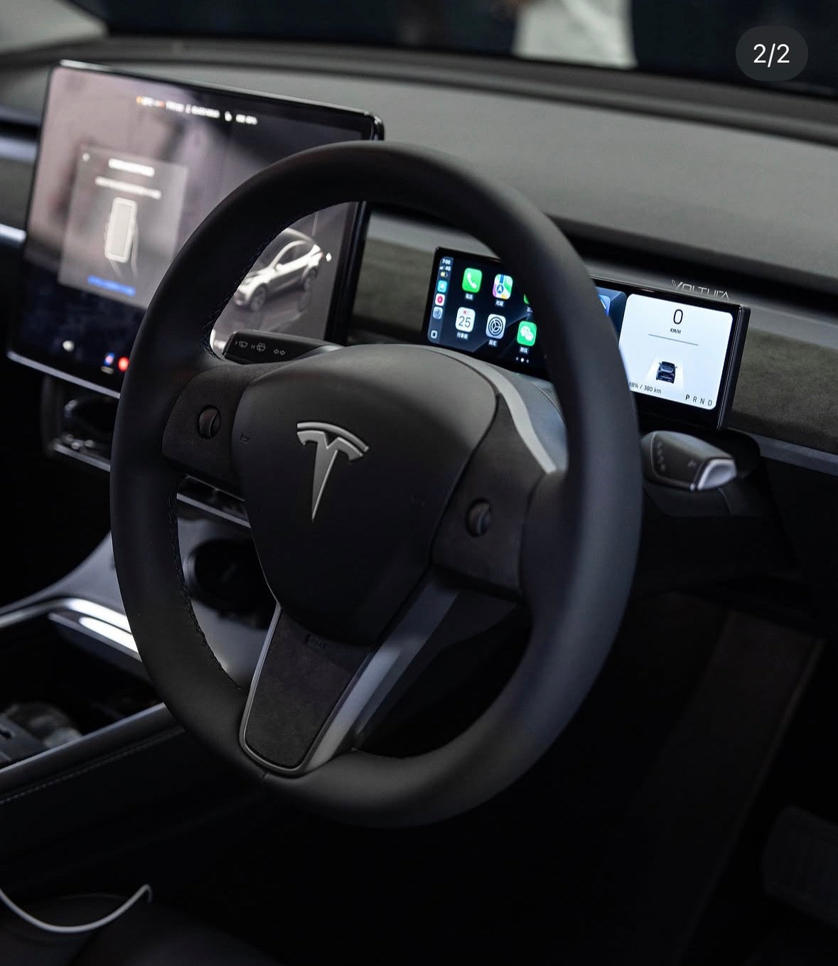 Tesla 10.88 Instrument Display with Air Vent – installed behind steering wheel