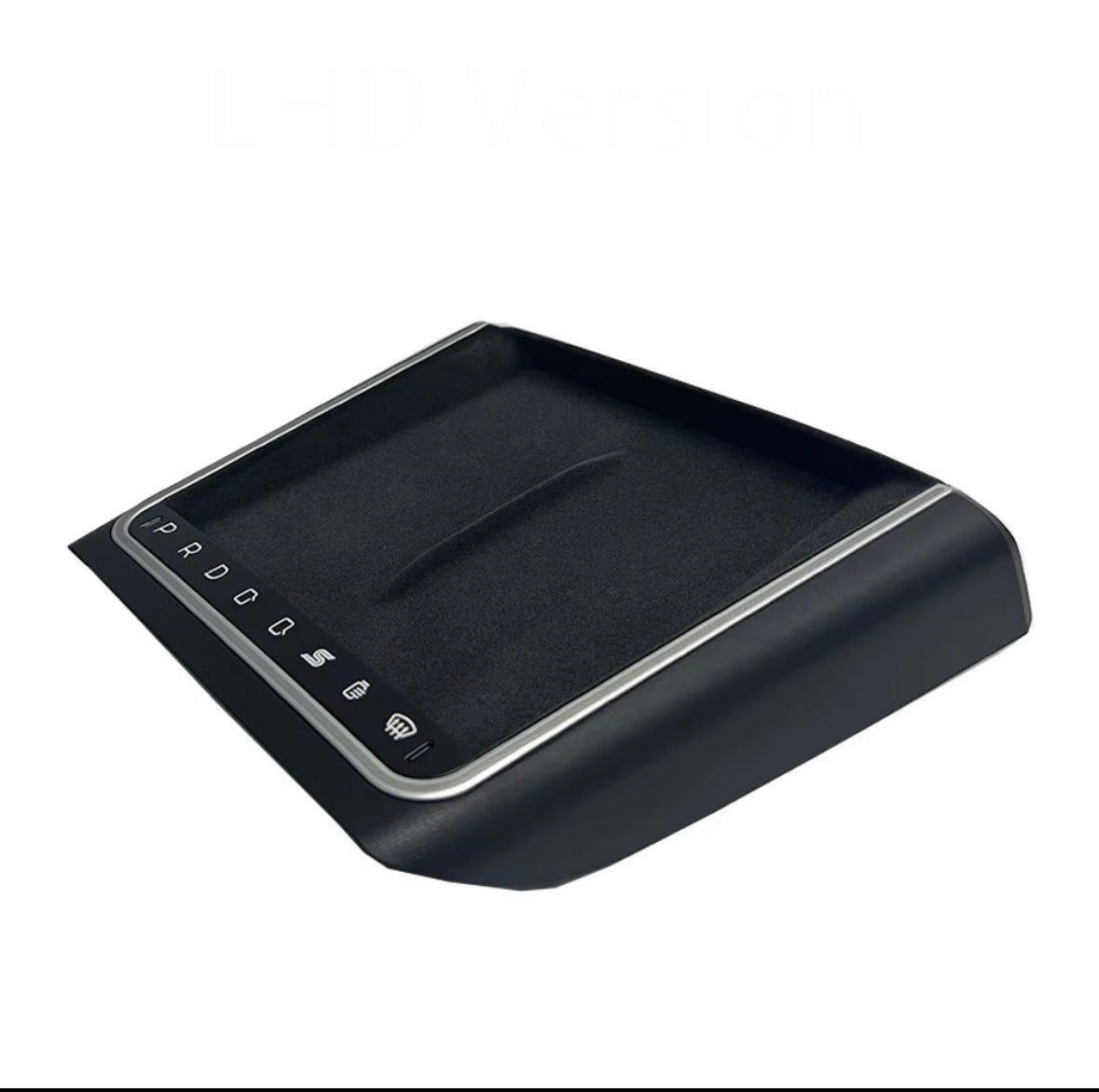 Tesla Center Console Gear Control Panel – black finish angled view