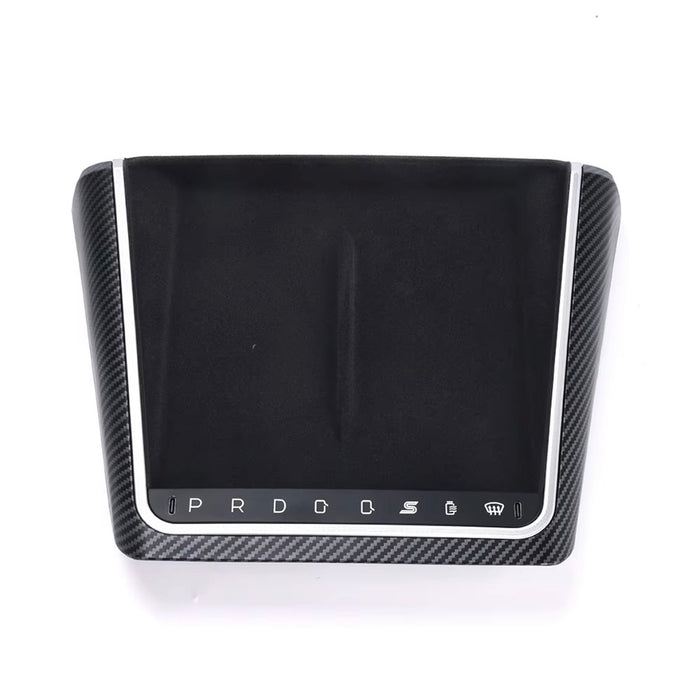 Tesla Center Console Gear Control Panel – carbon finish front view
