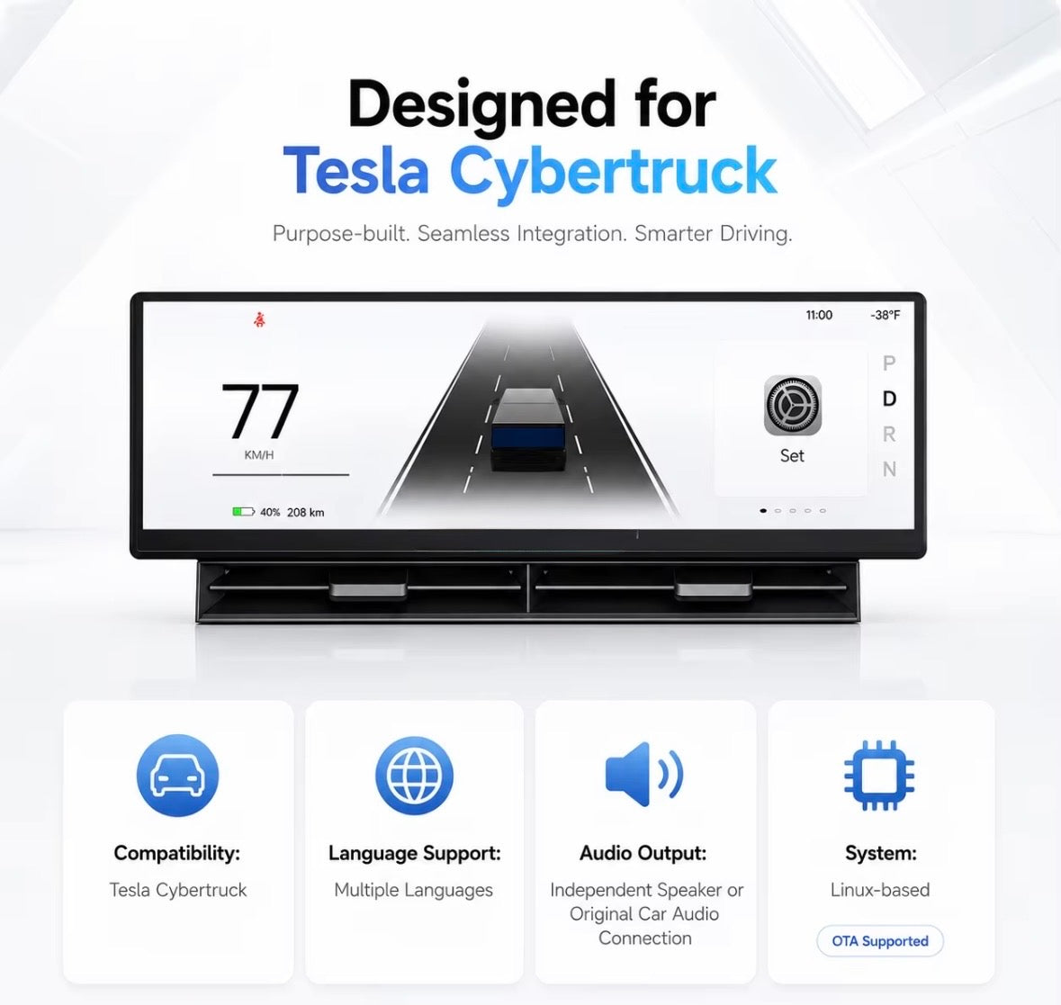 Tesla Cybertruck 10.88 Instrument Display – compatibility and features
