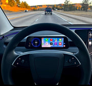 Tesla Digital Instrument Cluster  Plus – driving view with connected apps