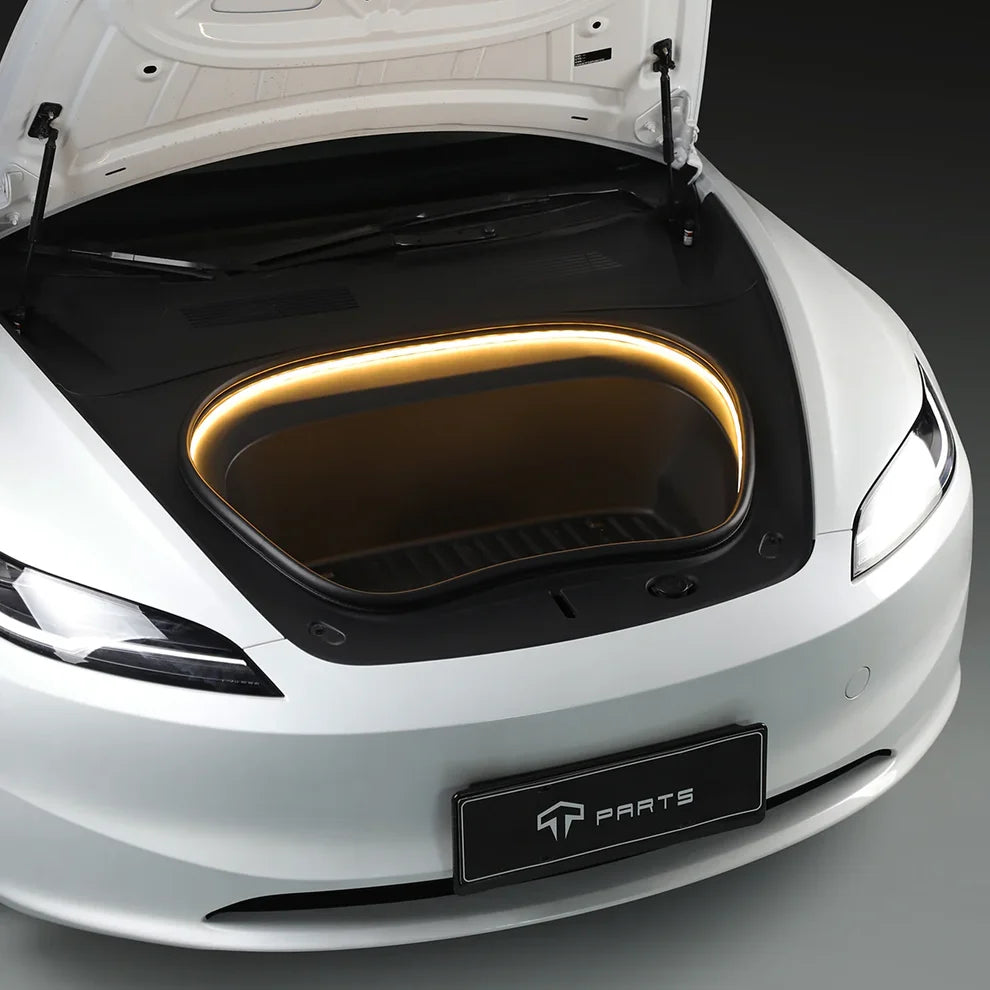 Tesla Model Y Frunk LED Strip – warm white light in open frunk